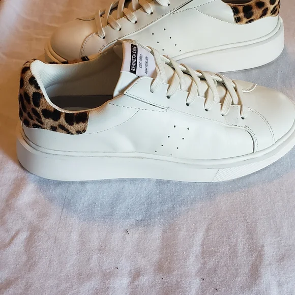 Kenneth Cole White and Leopard Print Athletic Shoes - Picture 3 of 5